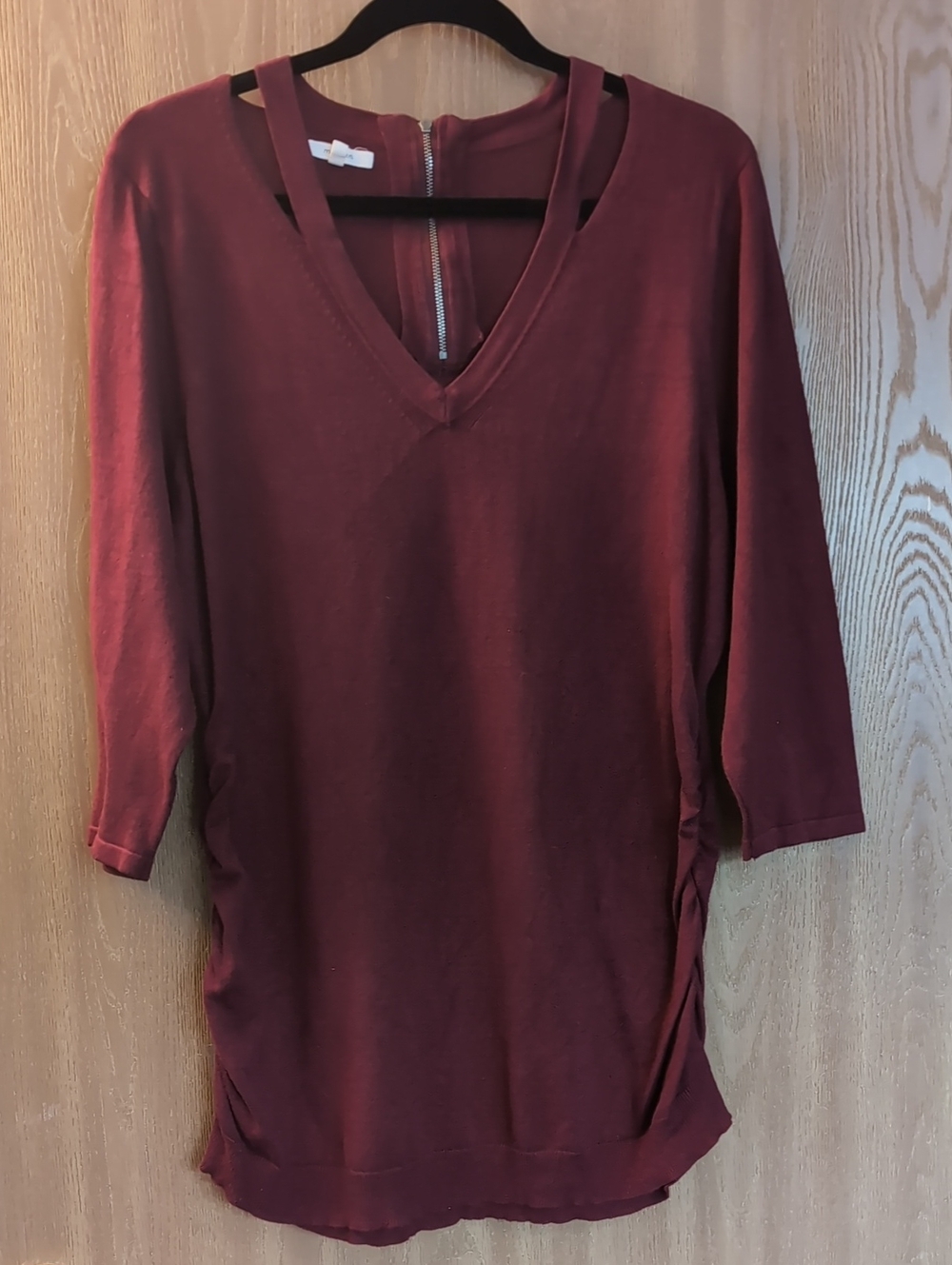 Maurices Wine V-Neck Tunic with Strap Detail
